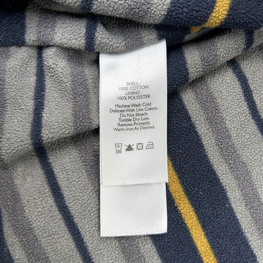 Eddie‎ Bauer Mens Tall Fleece Lined Cotton Twill Shirt Jacket Grey Stripe TL - Picture 7 of 14